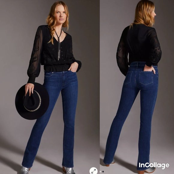 Paige Anthropology jeans Manhattan 27 bootcut highrise pant dark denim